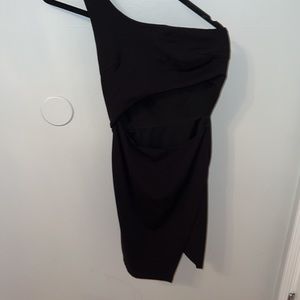 One Shoulder Black Crop Dress